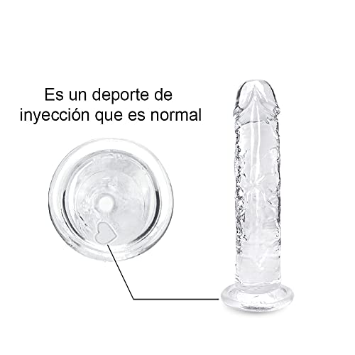 Miniatura 5 de Consolador Realistas Pequeño De 18 Cm, Suave Y Realista, Fabricado Con Gelatina Transparente. Equipado Con Una Fuerte Ventosa, Ideal Para Mujeres, Hombres Y Gays.