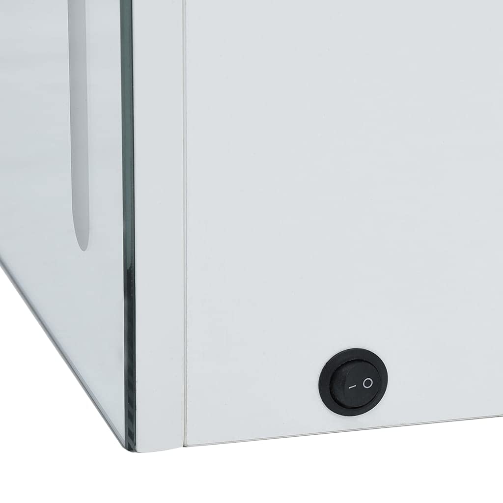 LED-Spiegelschrank 60x14x62 cm, Weiß, Glas, mit 2 Türen, 3 Einlegeböden, USB-Anschluss, Wandschrank für Badezimmer, Kosmetik, Rasur, Hautpflege, Floating Vanity