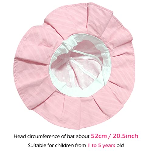 Girls' Bucket Hat Kids Fashion Polka Dot Sun Hat Wide Brim Summer Beach Play Cap Fishing Hat Uv Protection 2-4 Years Pink #TOP4