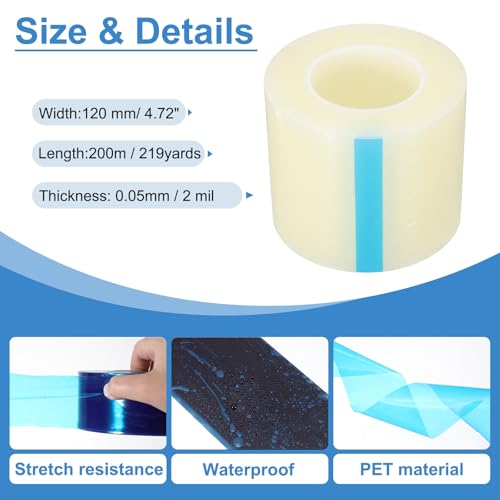 Image of PATIKIL Removable Protective Film Tape, 4.7 Inch x 656 ft PE Surface Protective Scratch Film Tape Roll for Furniture Electrical Appliances Plastic Hardware Low Stickiness, Clear