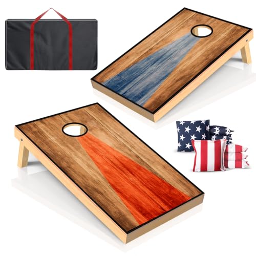 Pennpliy Cornhole Boards Set, Regulation Size 3x2Ft Solid Wood Corn Hole Game Set with 8 Corn Hole Toss Bags, 2 Cornhole Boards, 1 Carry Bag for Adults Teens BBQ’s Camp Lawn Yard Beach Outdoor Game