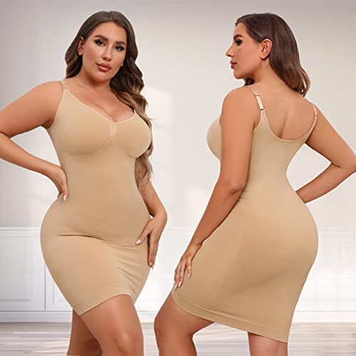 X-Large Womens Shapewear Full Slip For Under Dresses Tummy Control Shapewear Slip For Under Dress Seamless Body Shape #TOP4