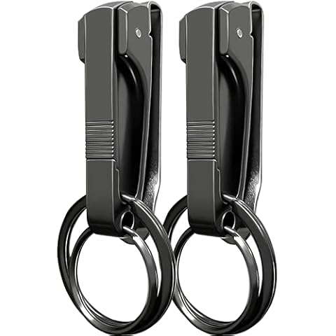 GABOX 2 Pack Metal Belt Clip Key Ring Holder Quick Release Keychain Belt Loop Detachable EDC Accessories for Men Father Gift Cover