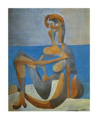 Peinture à l'huile de Picasso, reproduction haut de gamme Baigneuse Assise bord de mer 12x16