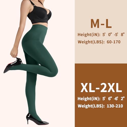 Image of DancMolly Opaque Fleece Lined Tights for Women, High Waist Warm Winter Thermal Control Top Pantyhose