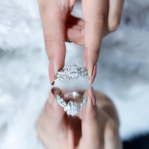 Certified Moissanite 6X8 mm Oval Engagement Ring in Silver, D-Vs1 Quality, Moissanite Leaf Ring - Ideal For Gift4