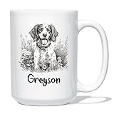 Personalized Name Brittany Spaniel Mug Gift For Men Women Dog Lover, Custom Brittany Spaniel Art Pencil Drawing Coffee Cup 11 Oz 15 Oz, Brittany Spaniel Dog Lover White Coffee Mug, Dog Pet Travel Mug