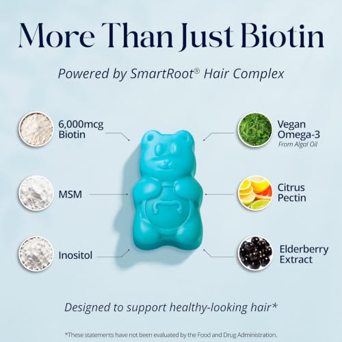 SugarbearPRO Hair Vitamin Gummy 2 Month Supply Extra Strength Biotin 6000mcg, Growth for Men & Women, Vegan Vitamin B12, MSM, Inositol, Omega 3, Elderberry, Certified Kosher, Halal, Cruelty-Free