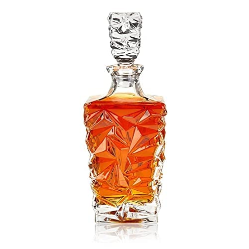 Image of Vilon 850 ml Crystal Whiskey Decanter with Glass Stopper - Premium Spirit Decanter for Whisky, Scotch, Rum, Bourbon