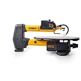 DeWalt 18' Scroll Saw, 1.6 AMP Motor, Variable Speed Range 500-1500 strokes per minute, large die-cast aluminum table with patented upfront table top bevel scale