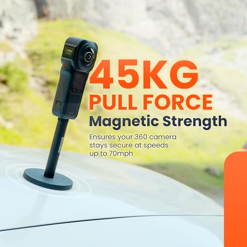 Image of Magnetic Camera Mount And 10CM Aluminium Spacer For 360 Action Camera, Car Mount, Compatible With Insta360 X4, X3, ONE X2, RS, RS 1-INCH, ONE X /Ricoh Theta X, Z1 /Kandao Qoocam 3 Ultra