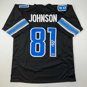Facsimile Autographed Calvin Johnson Detroit Black Reprint Laser Auto Football Jersey Size Men’s XL