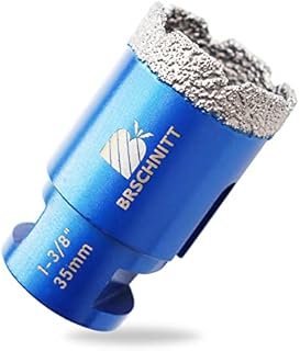 1-3/8 Inch Diamond Core Drill Bit for Porcelain Tile Ceramic Marble Granite Drilling,BRSCHNITT 1pc Vacuum Brazed Diamond Hole Saw with 5/8-11 Thread (35mm)