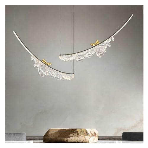 Lustre LED moderne en plume de cuivre doré pour la cuisine et la chambre coucher