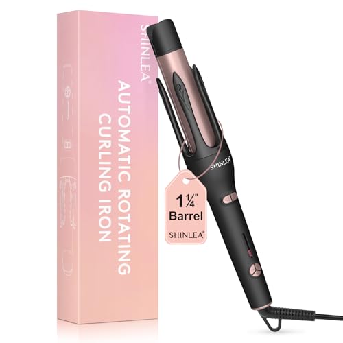 Automatic Hair Curler, Automatic Rotating Curling Iron 1 1/4 Inch for Long Hair, 2 in 1 Hair Straightener and Curler, Ionic Curling Wand with 3 Temperatures, Dual Voltage, Anti-Scald, Auto Shut-Off