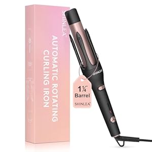 Automatic Hair Curler, Automatic Rotating Curling Iron 1 1/4 Inch for Long Hair, 2 in 1 Hair Straightener and Curler, Ionic Curling Wand with 3 Temperatures, Dual Voltage, Anti-Scald, Auto Shut-Off