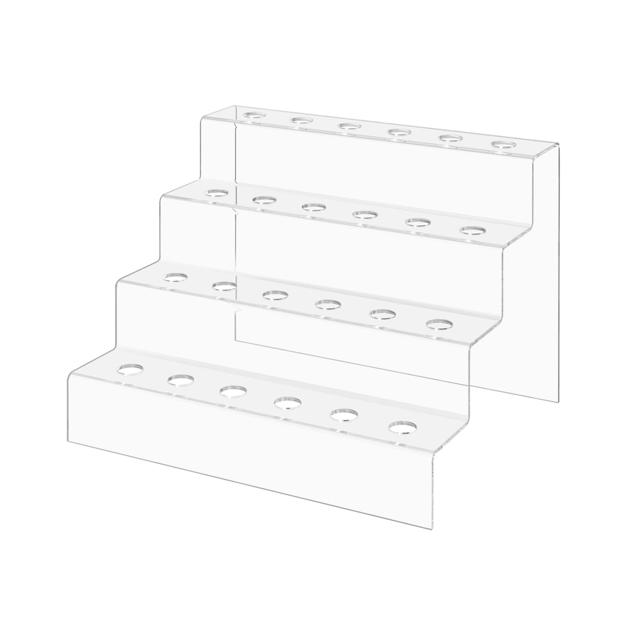 Marketing Holders Wine Bottle Topper Liquor Pourer Display Stand Multi Level 24 Slot Rack with .75 Inch Wide Holes Clear Acrylic Riser 11.5