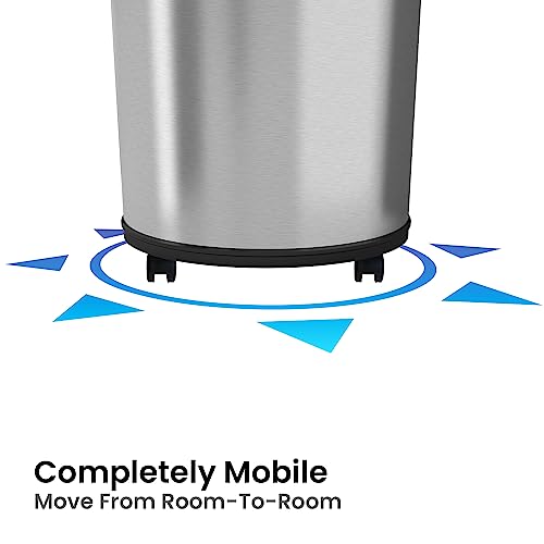 Image of iTouchless Glide 23 Gallon Sensor Trash Can with Wheels and Odor Control System, Stainless Steel, 87 Liter Automatic Kitchen Bin and Office Garbage Can (Powered by Battery or Optional AC Adapter)