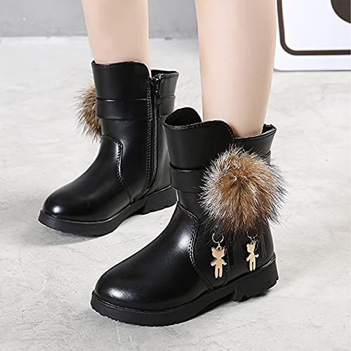 QINGCOMFACAI Kid's Girl's Waterproof Ankle Boots Side Zipper Fur Lined Winter Snow Boots(Toddler/Little Kid/Big Kid)4