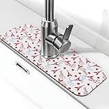 Eiffel - Alfombrilla roja para grifo de cocina, absorbente de secado rápido, alfombrilla de drenaje alrededor del grifo para fregadero de cocina, alfombrilla de fregadero de baño