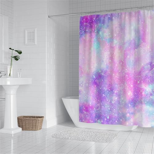 Rideau de douche rose 100x180 cm imperméable avec 12 crochets - 2