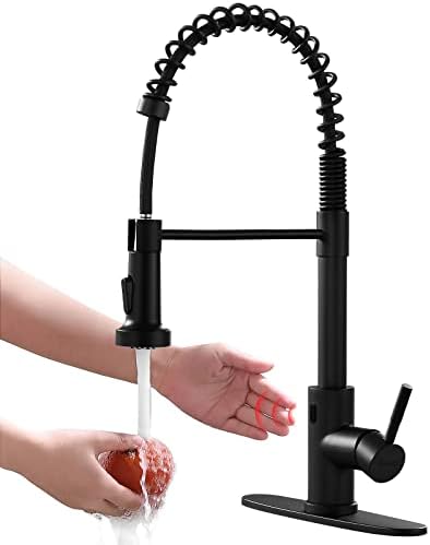 GIMILI Matte Black Touchless Kitchen Faucet with Pull Down Sprayer Motion Sensor Smart Activated Hands Free Single Handle Spring Kitchen Sink Faucet