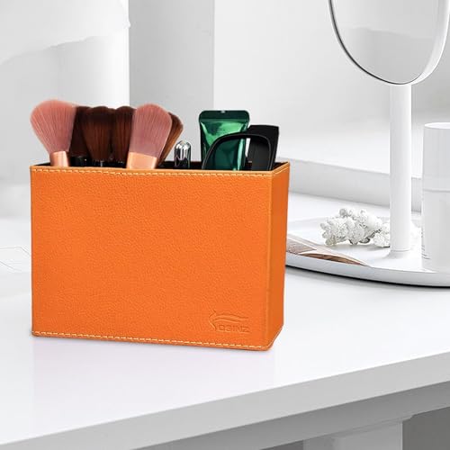 Image of Pen Pencil Holder Cup Container PU Leather Desk Organizer Stand Decor Brush Scissor Decoration Office Home School