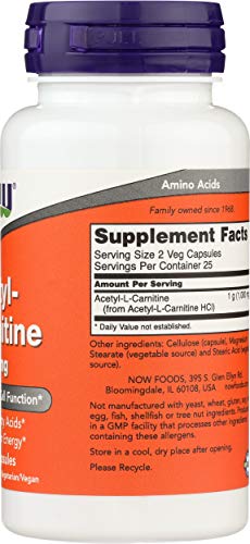 Now Foods Acetyl Lcarn 500Mg Capsules, 50 Ct #TOP6