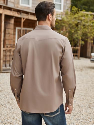 Daupanzees Men's Western Cowboy Shirts Long Sleeve Embroidered Shirts Slim Fit Casual Button Down Shirt with Pockets4
