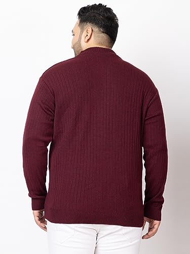Image of Kvetoo Plus Size Men High Neck Zipper Full Sleeve Woolen Winter Sweater