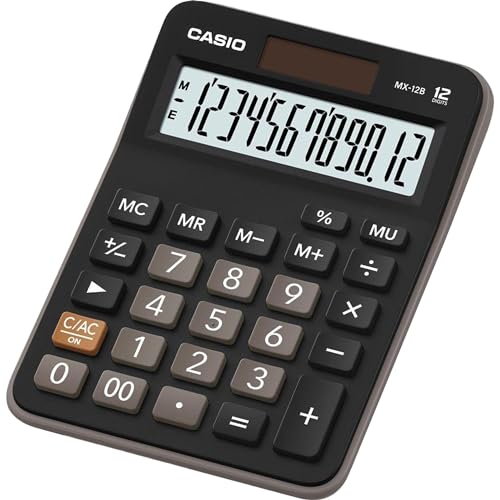 MX 12B W4 DC   Calculadora de Escritorio de 12 dígitos, Color Negro Casio