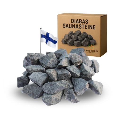 Doubleyou Geovlies & Baustoffe | Saunasteine Premium 5 kg | 50–80 mm DIABAS Mittel | Für alle Saunaöfen | Hitzebeständig & Wärmespeichernd | Handverlesen & Hochwertig | Deutsche Aufgusssteine