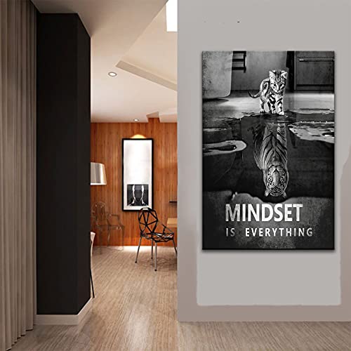 Qyhart Motivational Wall Art Cat Canvas Prints Tiger Pictures Cute Animal Posters Painting Modern Inspiring Artwork Wooden Home For Living Room Office Decorations Ready To Hang [24''W X 36''H] #TOP2