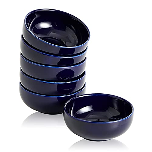 Swuut Cuencos de cerámica para pellizcar, juego de mini cuencos de preparación de 2.7 onzas, plato pequeño para salsa, charcutería, salsa de soja para sushi, juego de 6 (azul)