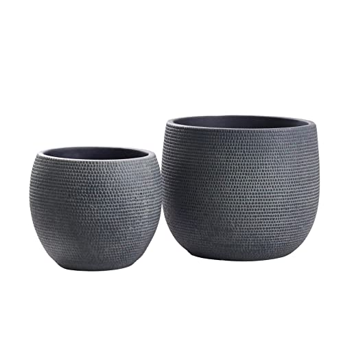 Barcelona Blumentopf-Set aus Keramik, 2 Stück, Anthrazit Cover