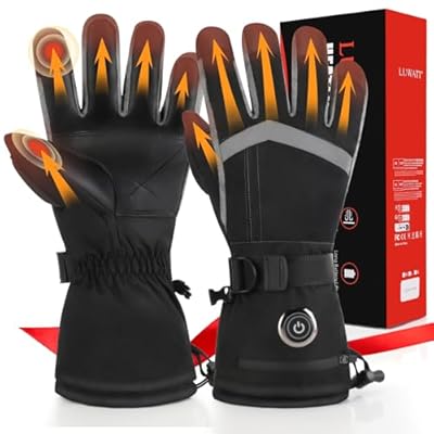LUWATT Heated Gloves for Men Women - Rechargeable Battery Electric Heating Ski & Winter Warm Thermal Gloves for Skiing, Snowboarding, Hiking, Hunting, Camping & Raynaud Winter Sports Size L