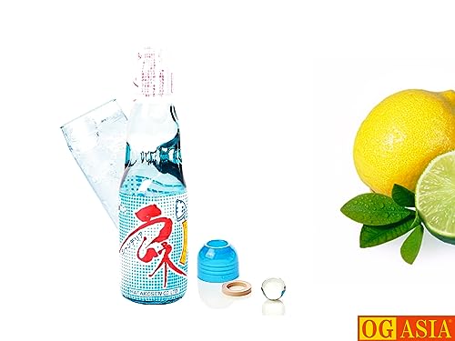 Ramune Erfrischungsgetränk Japanische Limonade - 4 Flaschen- Erdbeere + Melone + Blaubeere + Klassik - OG ASIA Soda Set - 4x 200ml