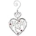 Mom Heart Christmas Ornament Silver with Red Rhinestones and Mom Design