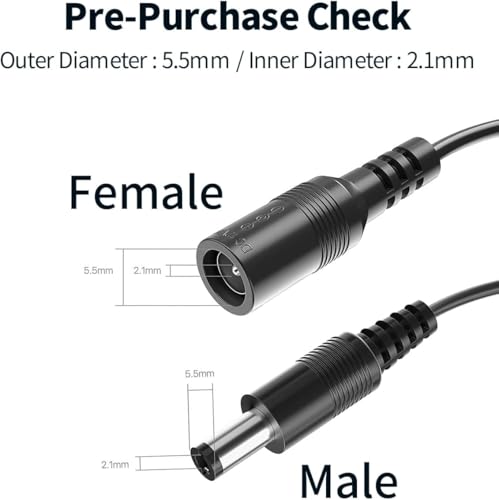 Image of KEBILSHOP Male to Female DC Power Extension Cord 2.1x5.5mm DC 12V Power Adapter Extension Cable, for CCTV Security Cameras, Wireless IP Network Camera, DVR, LED Light Strip (10 Meter)