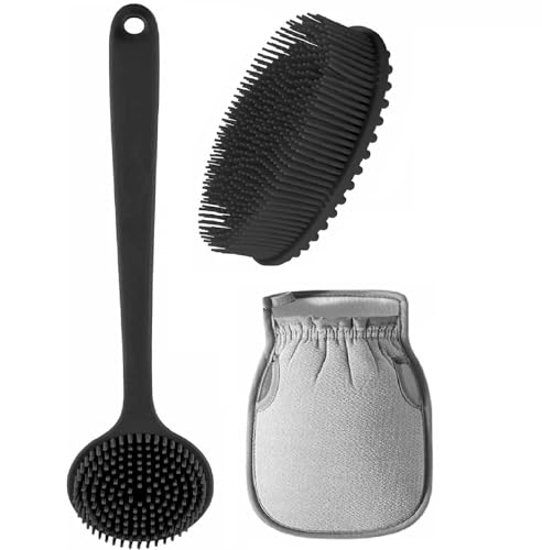 Cepillo de espalda de silicona, cuerpo y ducha, cepillo de baño con mango largo