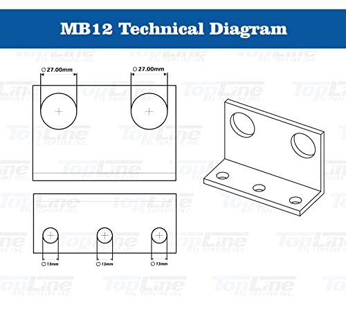 Image of MB12 Mounting Bracket for 3 /4 inch JIC #12 Bulkhead Hydraulic Coupler - 27mm Inner Diameter, Heavy-Duty Steel Mount - Fits TL25, Made in USA, for Industrial & Hydraulic Use