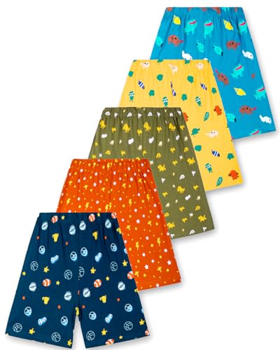 Image of T2F Boys Cotton Shorts Pack of 5 | Printed Knee Length Shorts | Soft Comfortable Everyday Wear for Kids