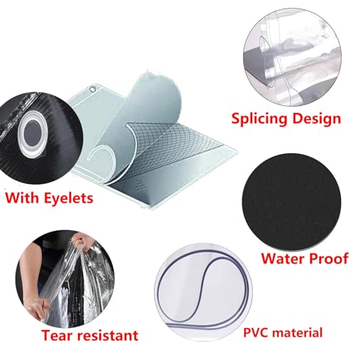 Bâche imperméable d'extérieur transparente 4,5x3,5m noir avec œillets
