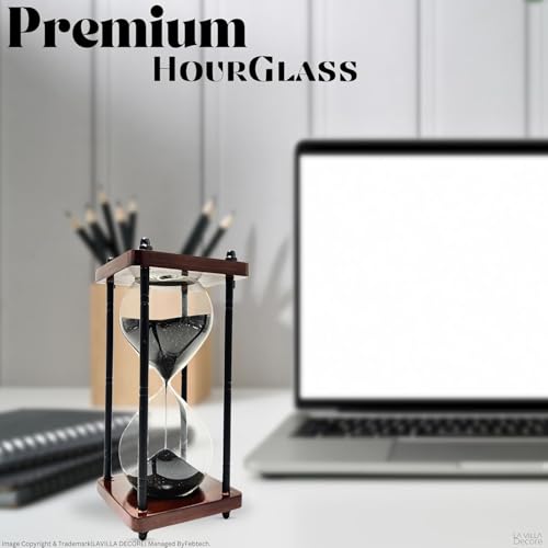 Image of Wooden Hourglass Set with Black Sand Timers - Ideal Decorative Gift for Home, Office, and Study - Antique Nautical Theme - Sand Clocks - Enhance Your Space with Classic Charm