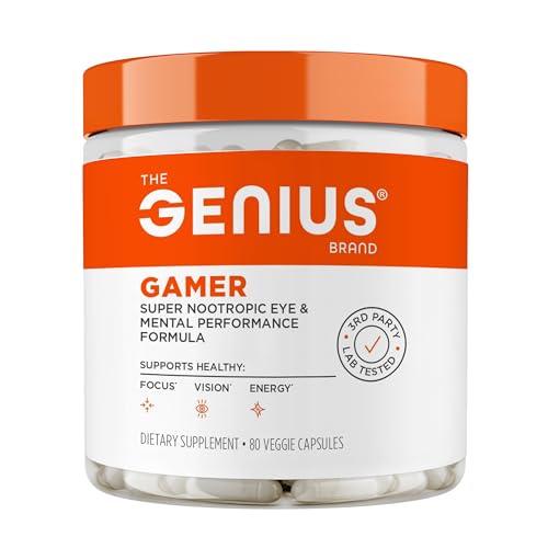 Image of Genius Gamer, Gaming Focus Supplement, 80 Pills - Elite Nootropic Performance Booster - Boost Brain & Mental Clarity, Reaction Time & Concentration - Blue Light Support with Lutemax