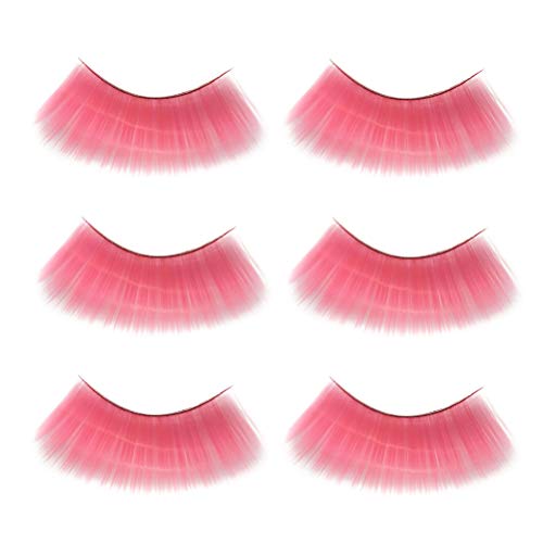 Preisvergleich Produktbild Minkissy 3 paar gefälschte wimpern, feder falsche wimpern wiederverwendbare lockige wimpern verlängerung für halloween party cosplay (pink)