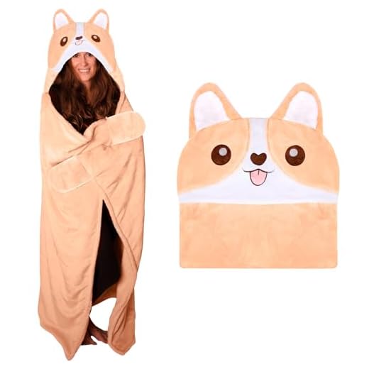 ZQEJEFD Manta con Mangas, Manta con Capucha, Batamanta con Mangas y Capucha para Mujer y Hombre, Corgi Manta Hoodies Animal Pattern Manta Llevable con Mangas, Ideal para Mujeres Navidad 168 x 196 cm