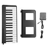 Teclado de piano plegable de 61 teclas, piano digital plegable con teclas de tamaño completo y tonos claros, teclado electrónico portátil recargable para la práctica de principiant (Negra)