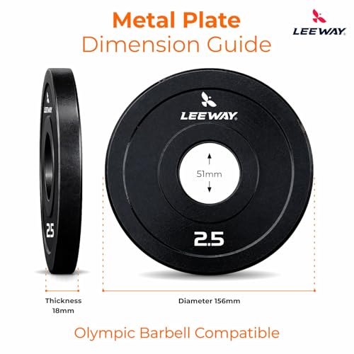 Image of Leeway Color Steel Weight Plates (2.5kg x 2) | Iron Plates for Gym | 51mm Olympic Hole | Metal weight for Home Gym & Powerlifting | Solid Steel Construction (Multi Color, 2.5kg Pair)