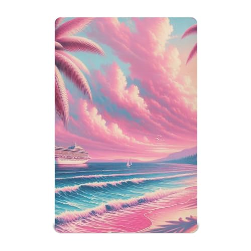 Nesatuwa Pink Beach Cruise Ship Baby Crib Sheets - Soft & Breathable Fitted Sheets for Boys & Girls, for Standard Cribs & Toddler Beds (27 x 39 in)